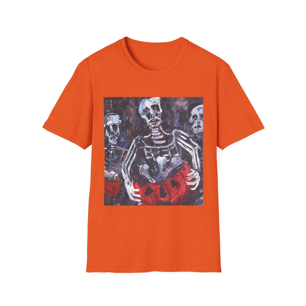 Three Skeletons Artwork T-Shirt | Skeleton Painting Tee