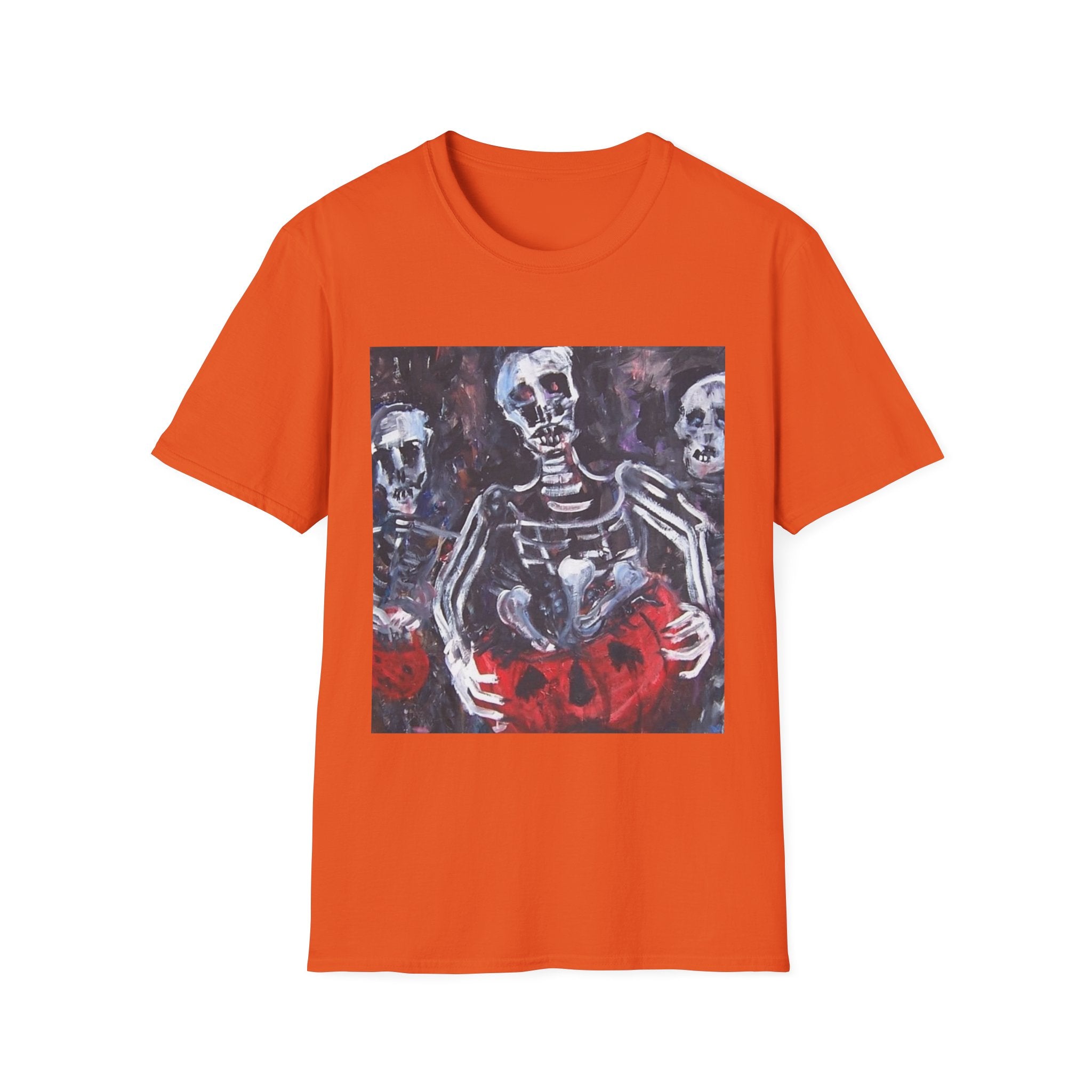 Three Skeletons Artwork T-Shirt | Skeleton Painting Tee