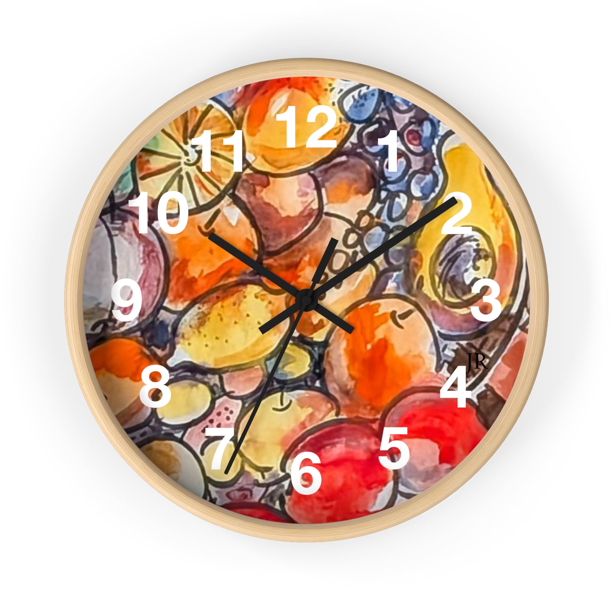 Fruit Watercolor Wall Clock — Bright Kitchen Decorative Clock
