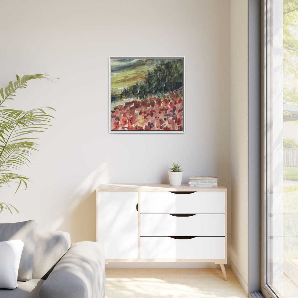 Framed Poppies landscape Matte Canvas,   Multi-color frames)
