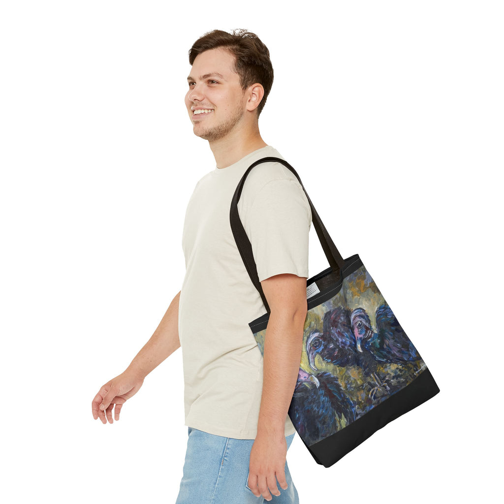 Vulture Trio painting tote bag | all-over-print tote