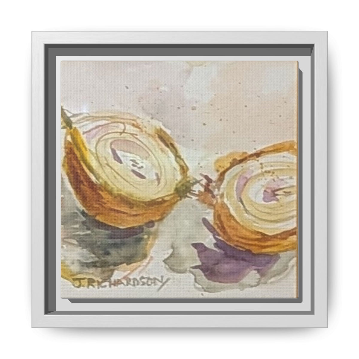 Onion Cut Watercolor Canvas Framed Wall Art | Matte Canvas, Framed