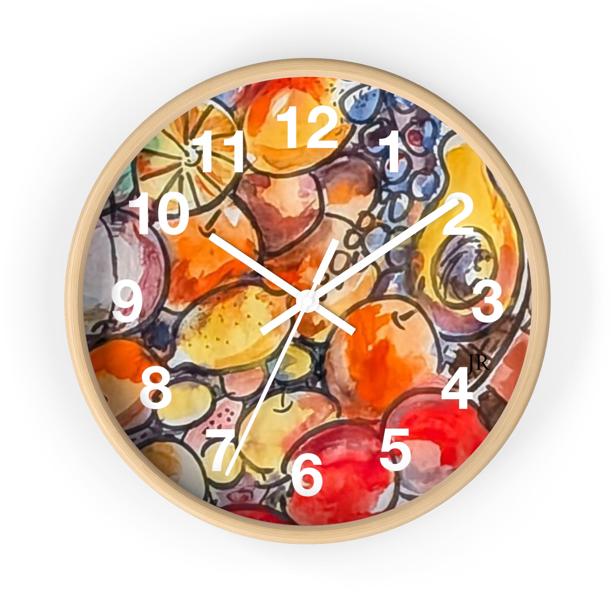 Fruit Watercolor Wall Clock — Bright Kitchen Decorative Clock