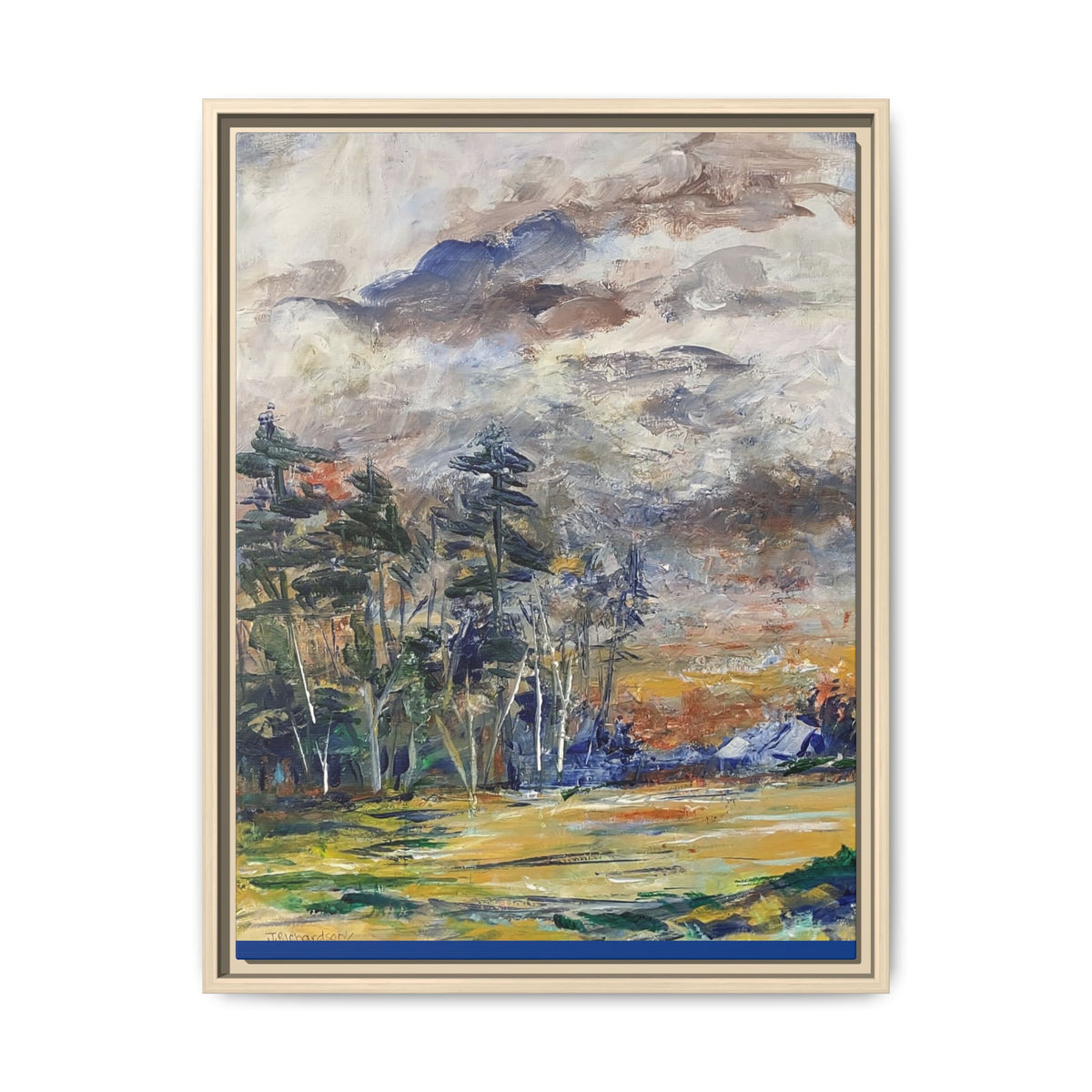Framed Matte Canvas Landscape Print — Abstract Forest Meadow Wall Art