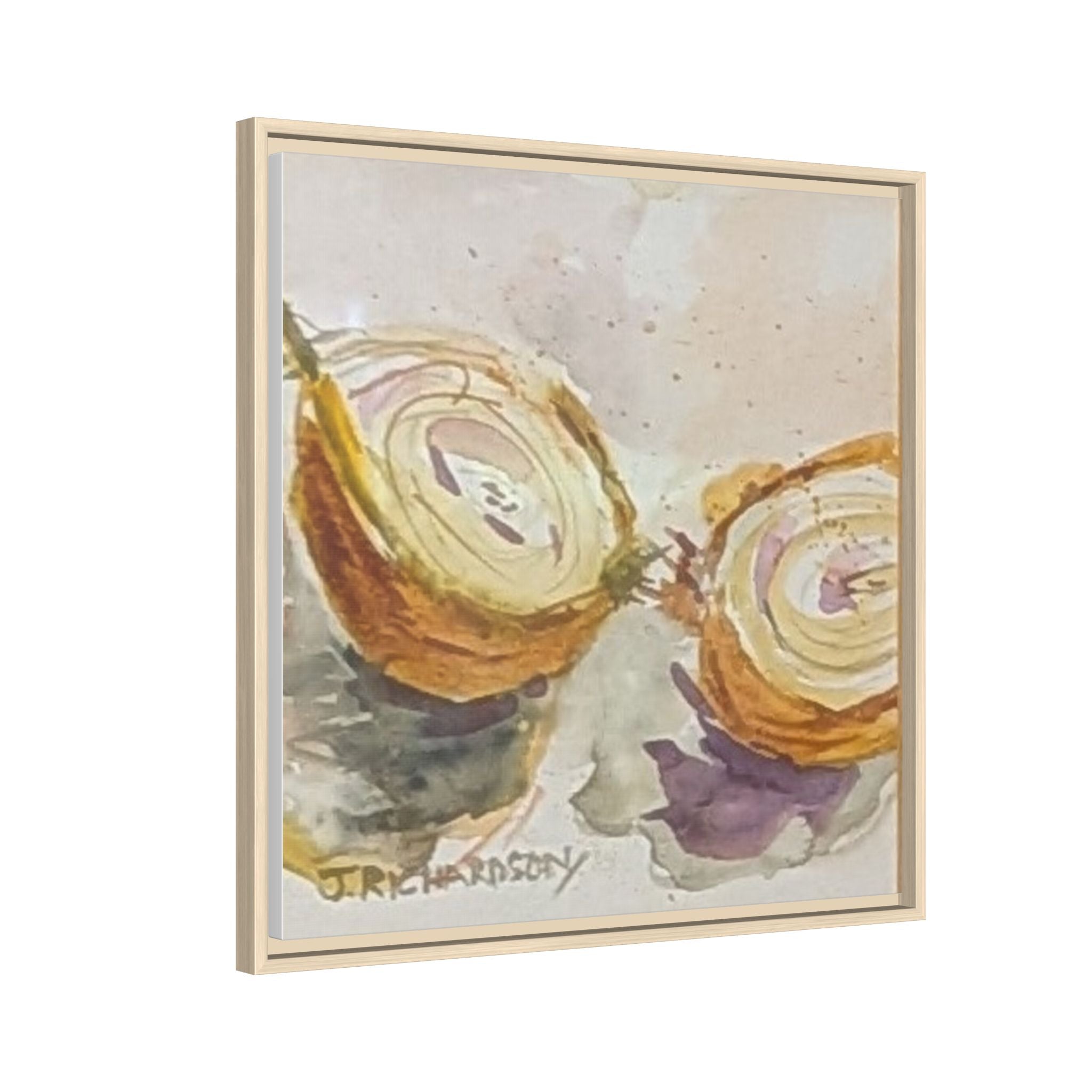 Onion Cut Watercolor Canvas Framed Wall Art | Matte Canvas, Framed