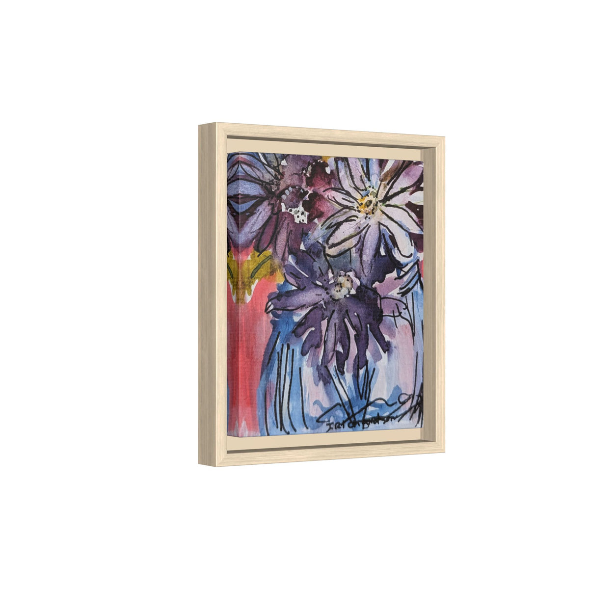Dark Daisies Matte Canvas Framed | Floral Wall Art
