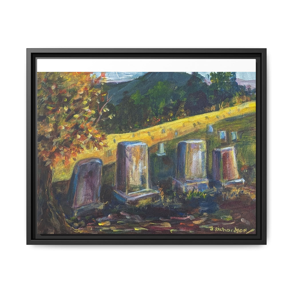 Framed Matte Canvas – Autumn Cemetery Landscape Art Print