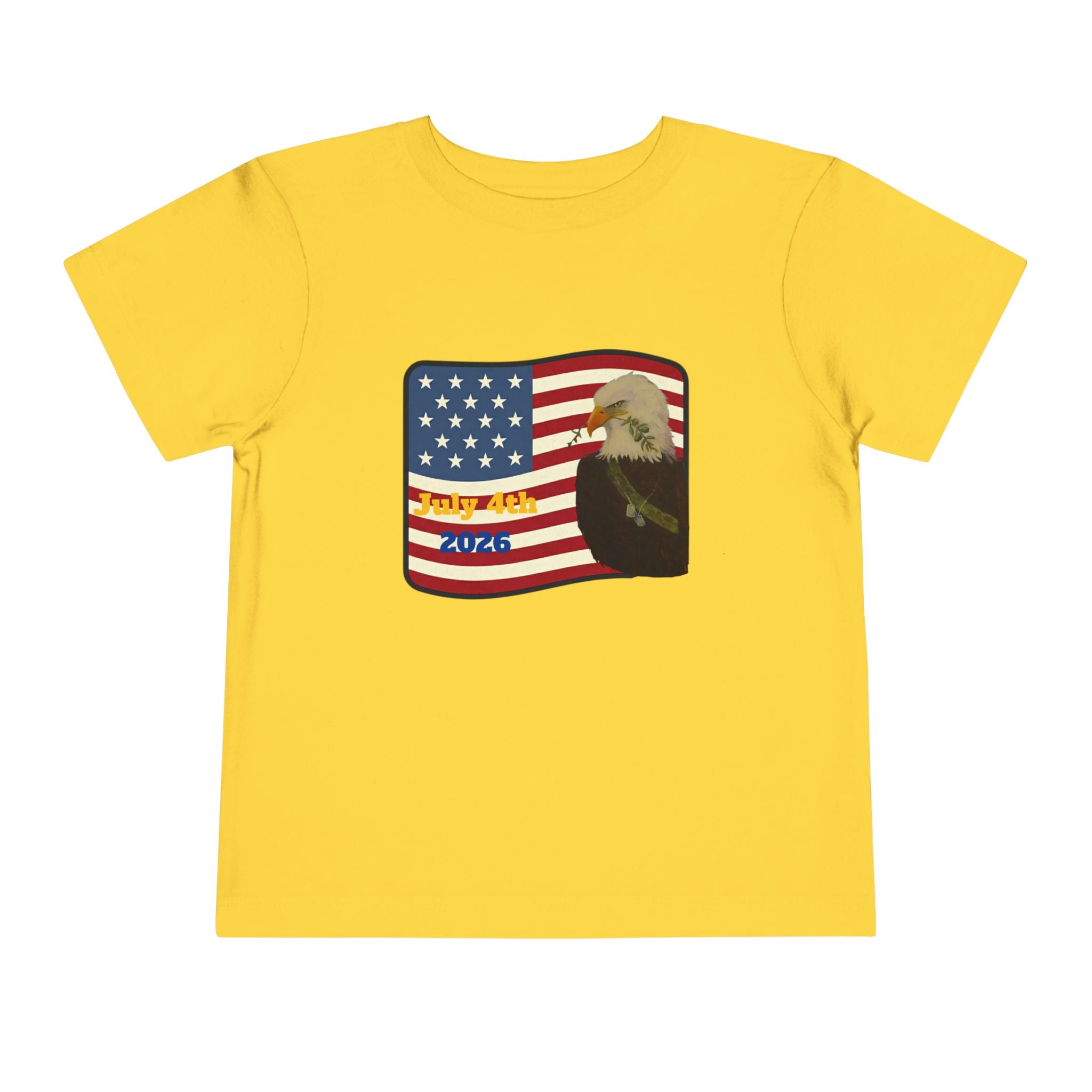 July 4th Toddler Tee —2T - 5T Patriotic Bald Eagle "USA 2026" Graphic