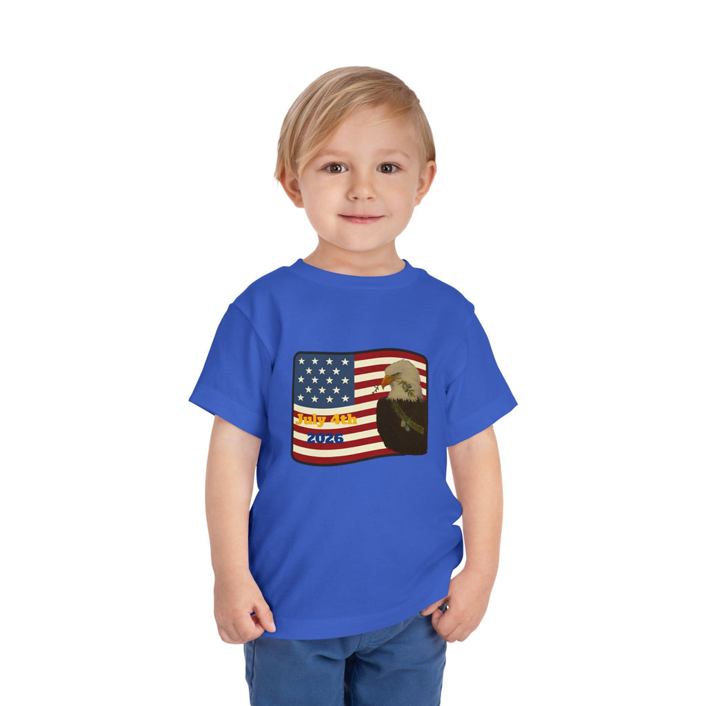 July 4th Toddler Tee —2T - 5T Patriotic Bald Eagle "USA 2026" Graphic