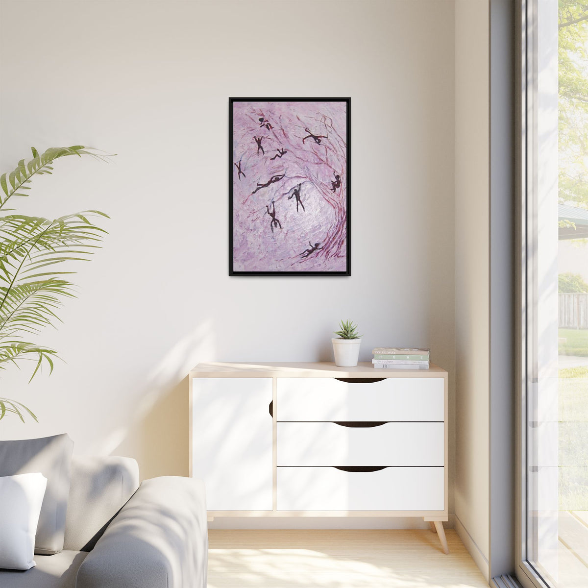 Abstract Falling Figures Matte Canvas Print (Framed)