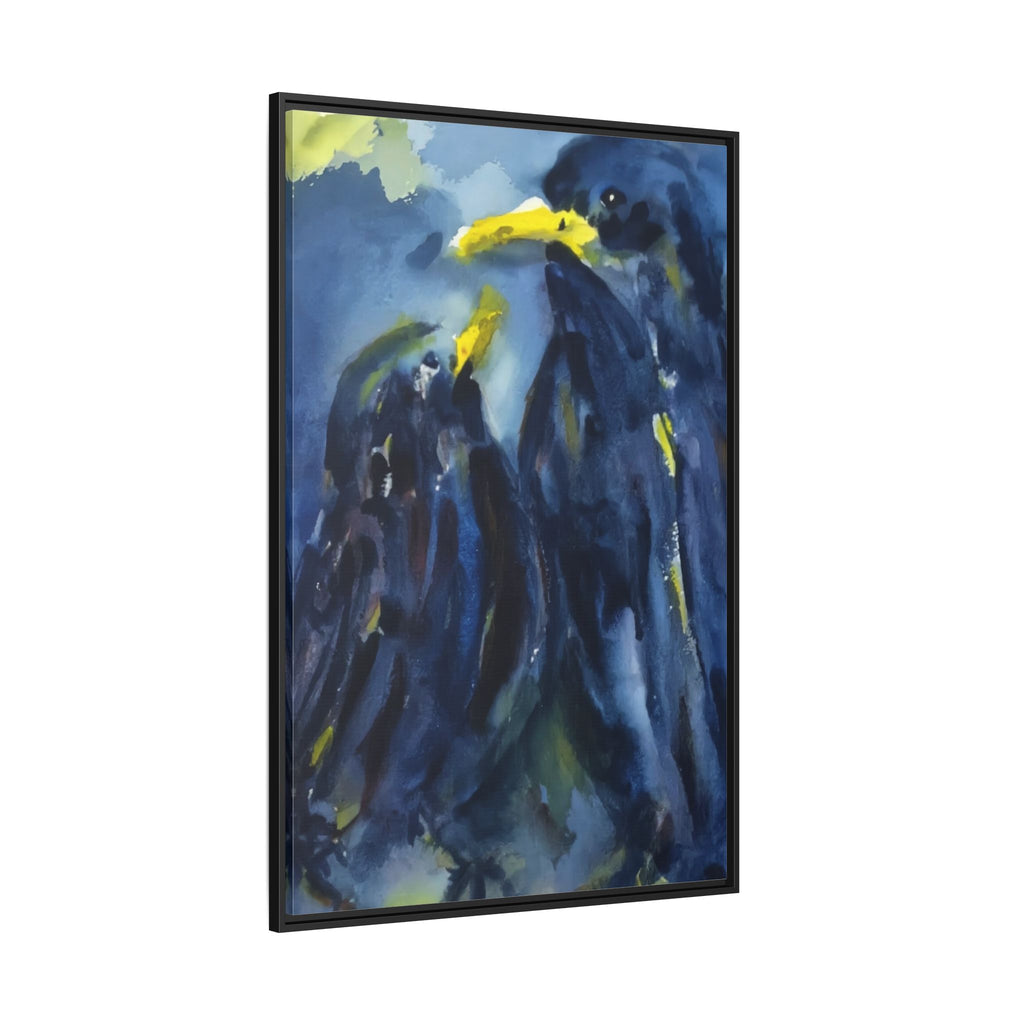 Framed Matte Canvas — Blue Raven Watercolor "Baby & Mother" Wall Art