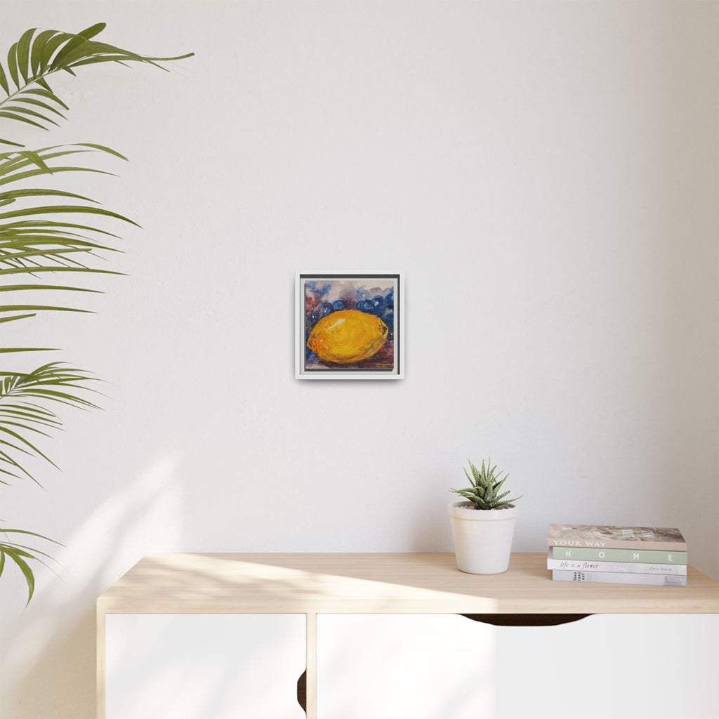 Lemon Grapes Pastel Painting Framed Matte Canvas