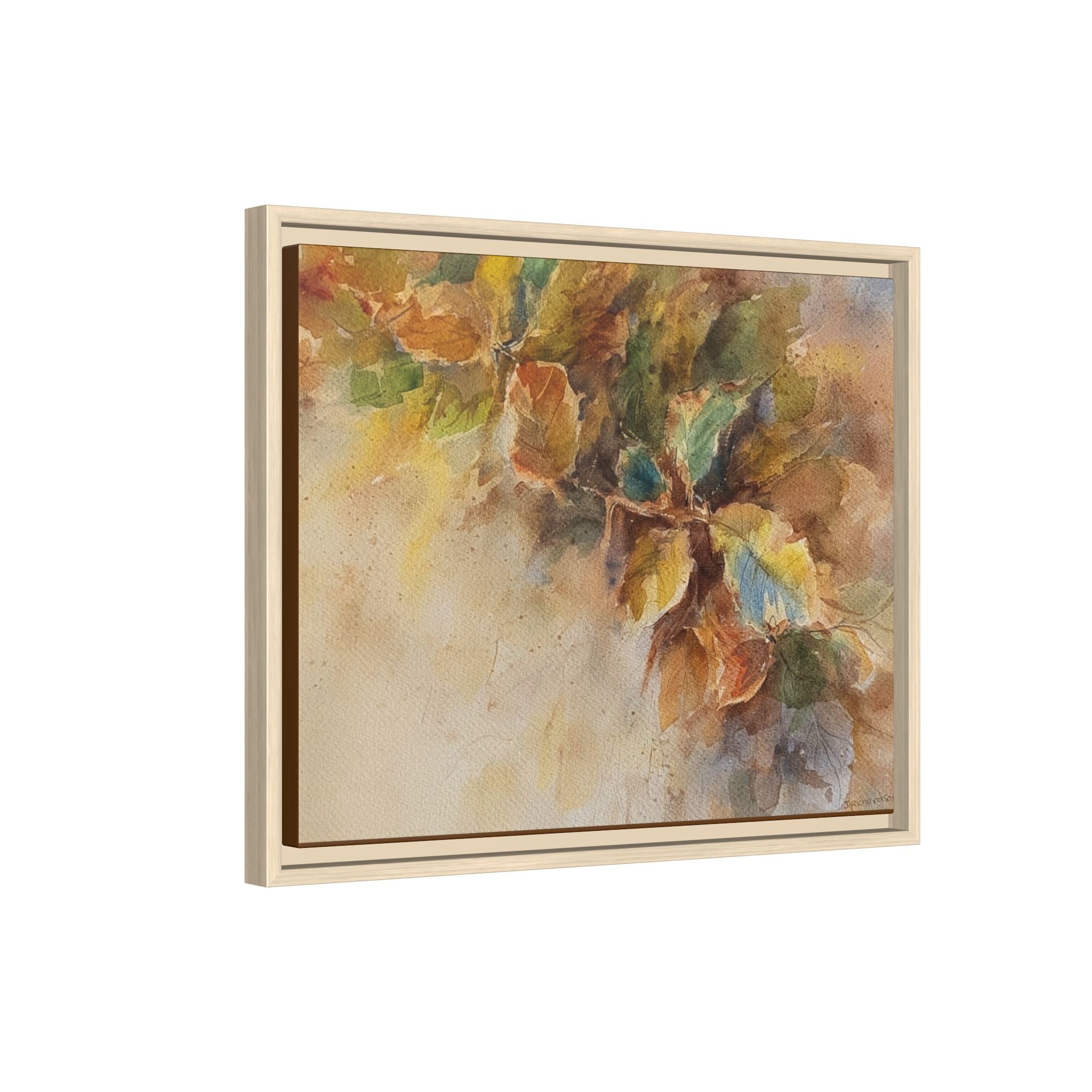 Framed  Autumn Leaves Matte Canvas Watercolor