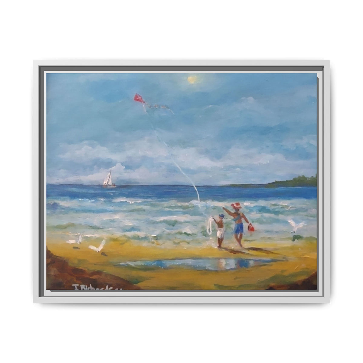 Red Kite Oceanside Framed Matte Canvas Wall Art