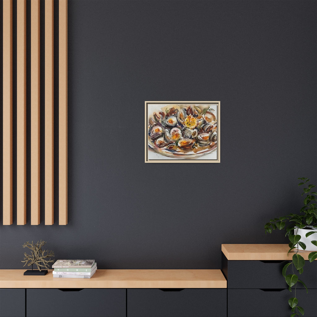 Clam Shell Watercolor Still Life Framed Canvas | Matte Multi-Color