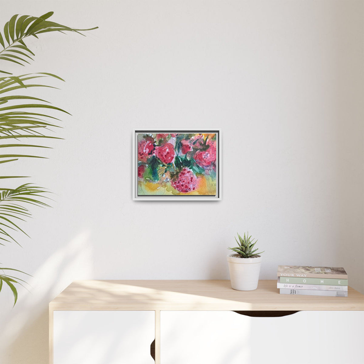 Raspberry Patch Still Life Framed Matte Canvas Print