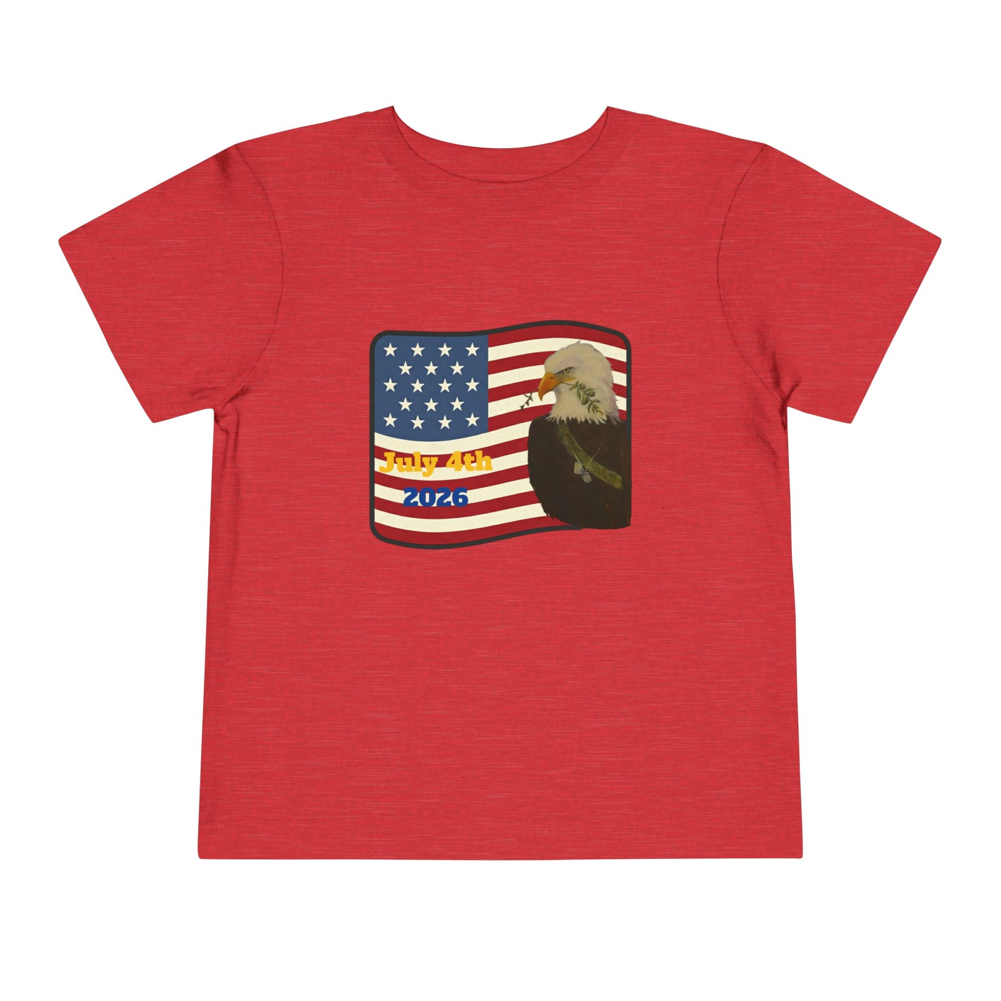 July 4th Toddler Tee —2T - 5T Patriotic Bald Eagle "USA 2026" Graphic