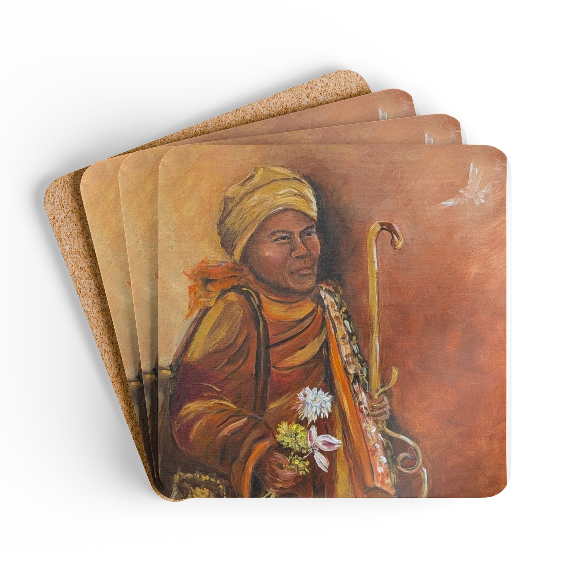 Monk Coaster Set — Cork Coasters (Set of 4)