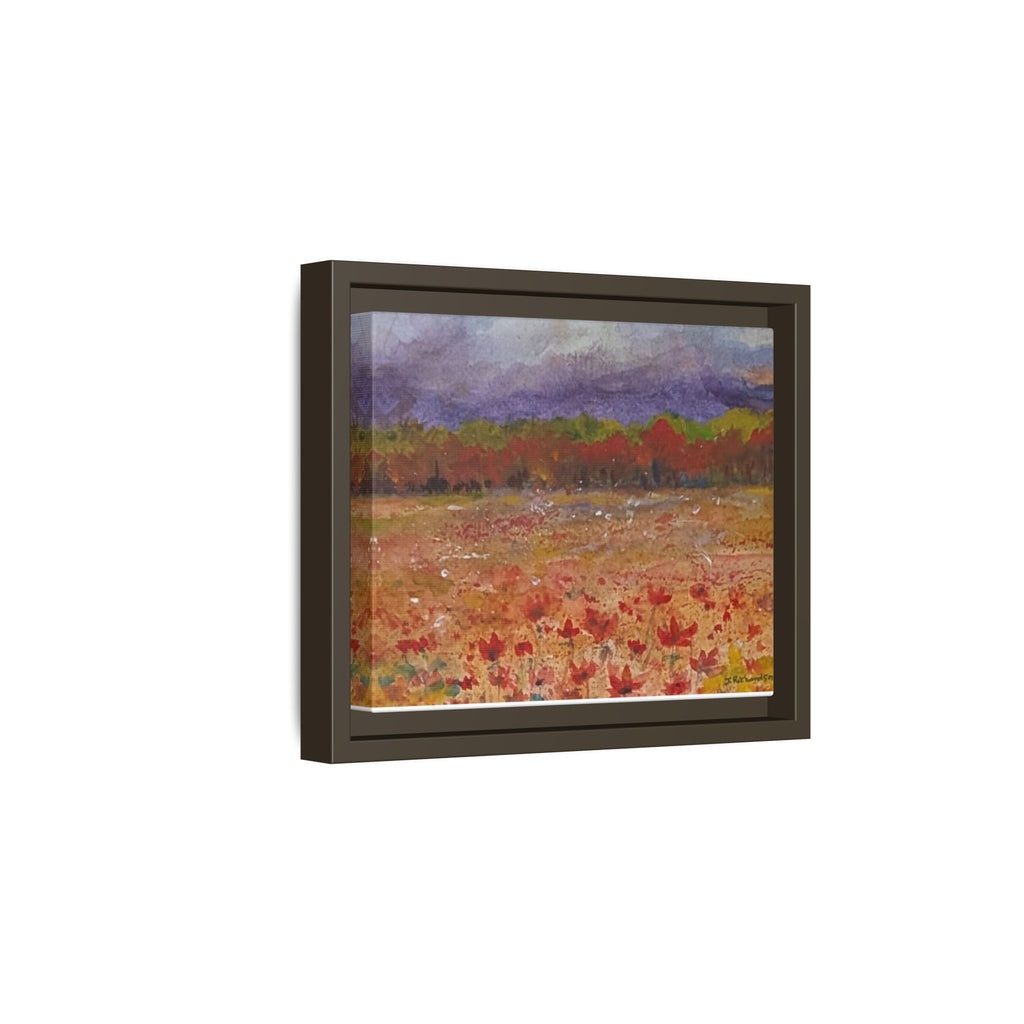 Framed Canvas Wall Art – Autumn Wildflower Meadow Landscape Painting