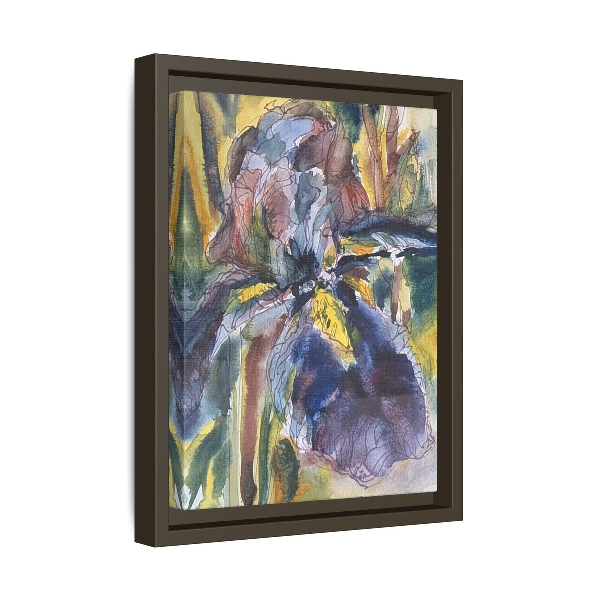 Framed Watercolor Iris Matte Canvas Wall Art