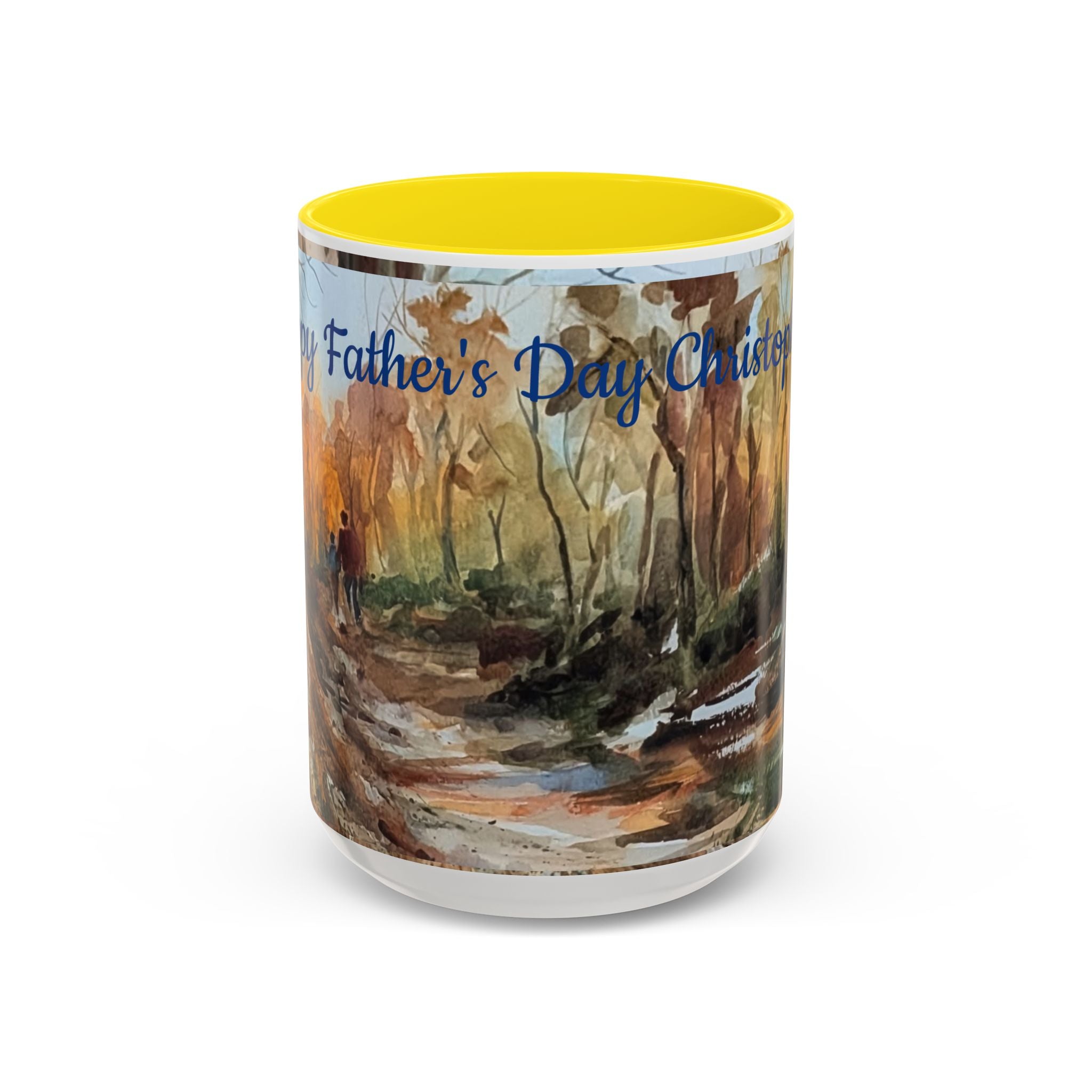 Autumn Woodland Coffee Mug — Painterly Fall Forest Trail Accent Mug