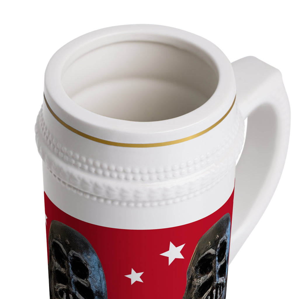 Darth Vader Mask Beer Stein Mug — Retro Red Stars Sci‑Fi Collectible