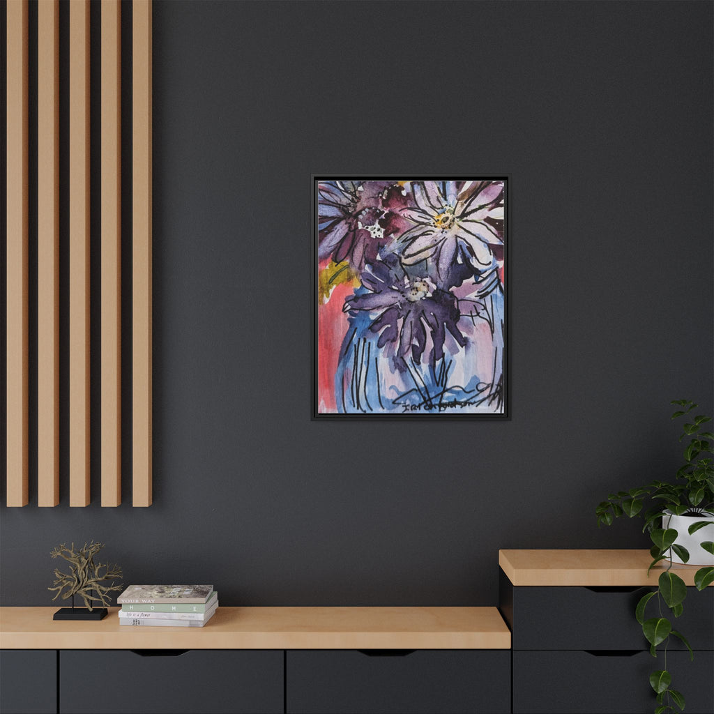 Dark Daisies Matte Canvas Framed | Floral Wall Art