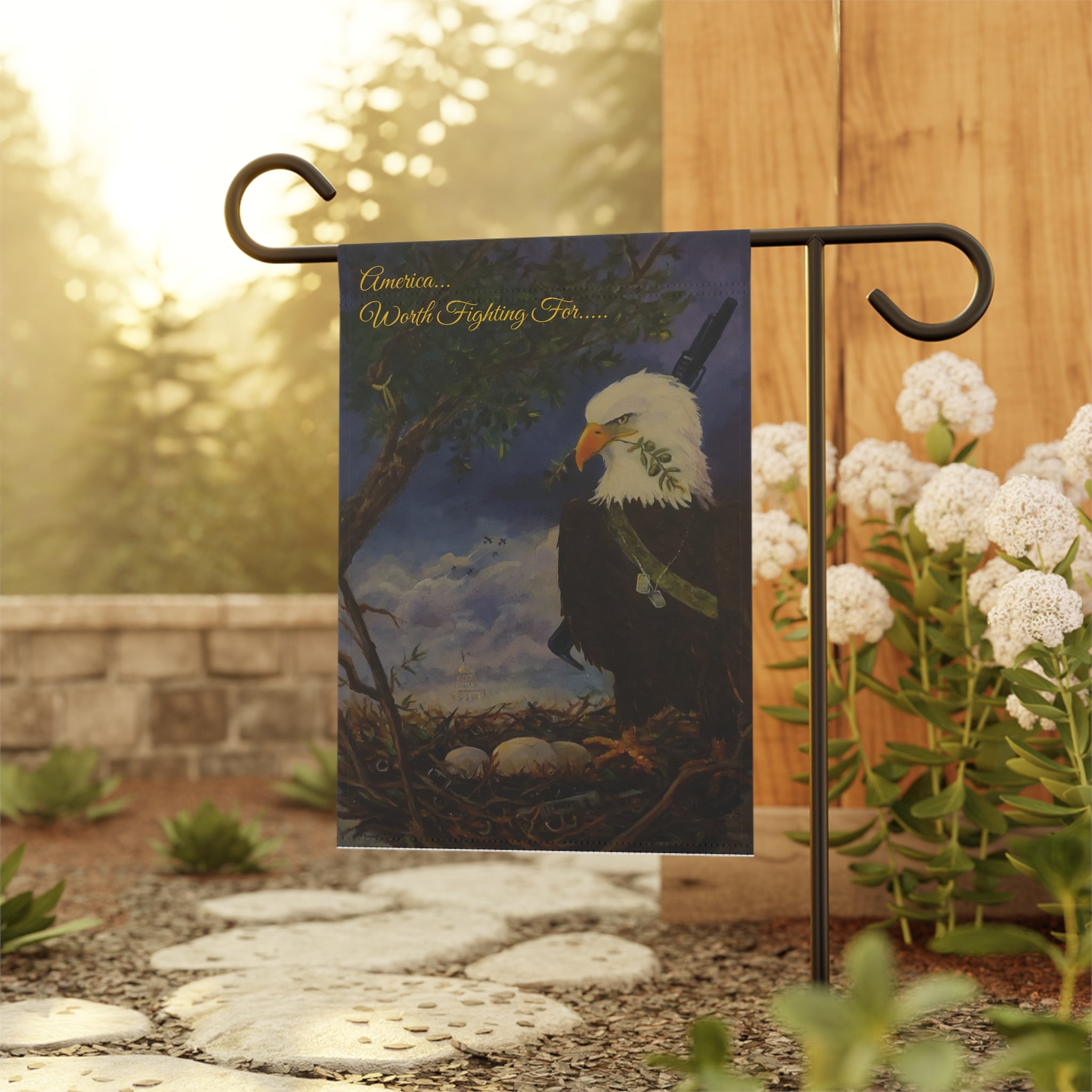 Patriotic Eagle Garden Flag | Garden Banner, Americana Nest Artwork