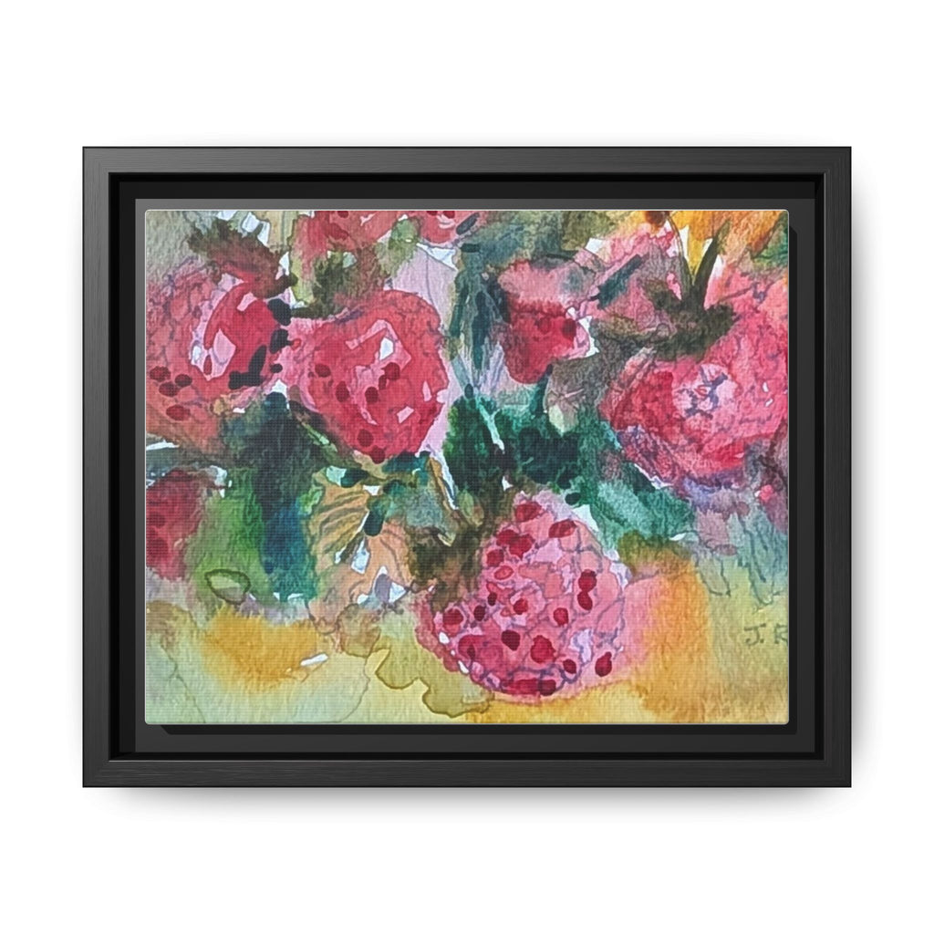 Raspberry Patch Still Life Framed Matte Canvas Print