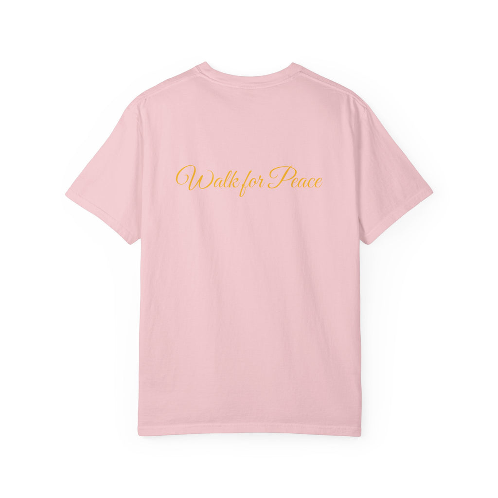 "Walk for Peace" front design,  Unisex, Garment-Dyed T-shirt