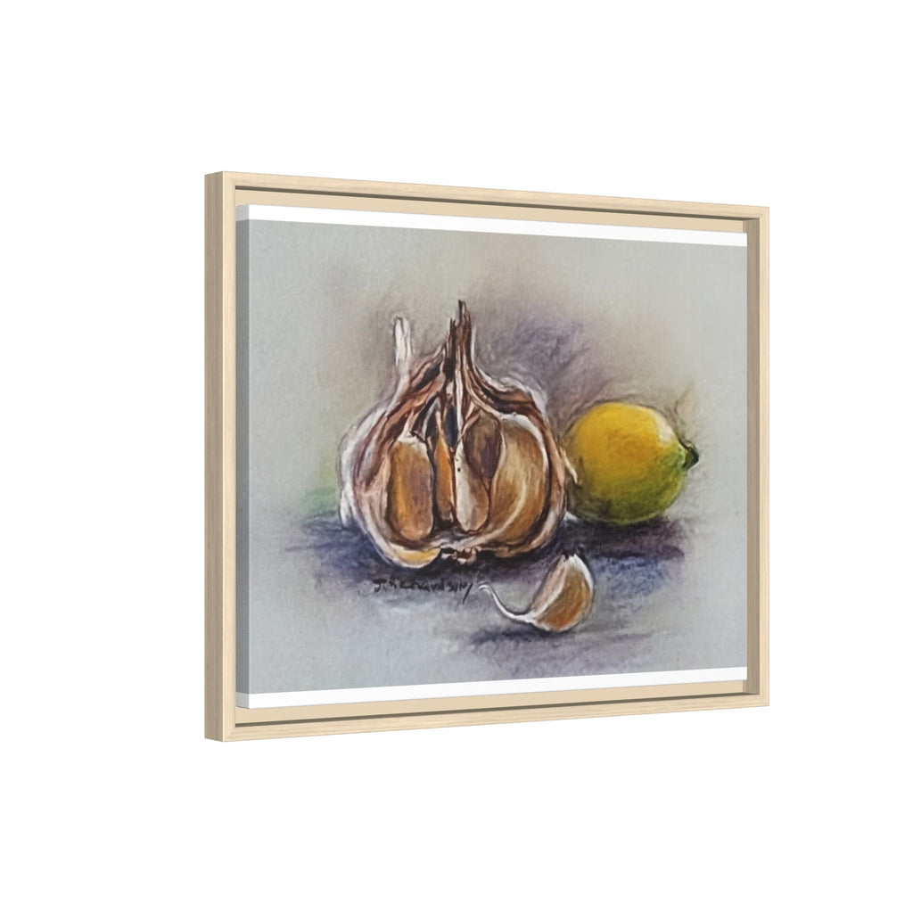 Garlic and Lemon Still Life Matte Canvas (Framed)