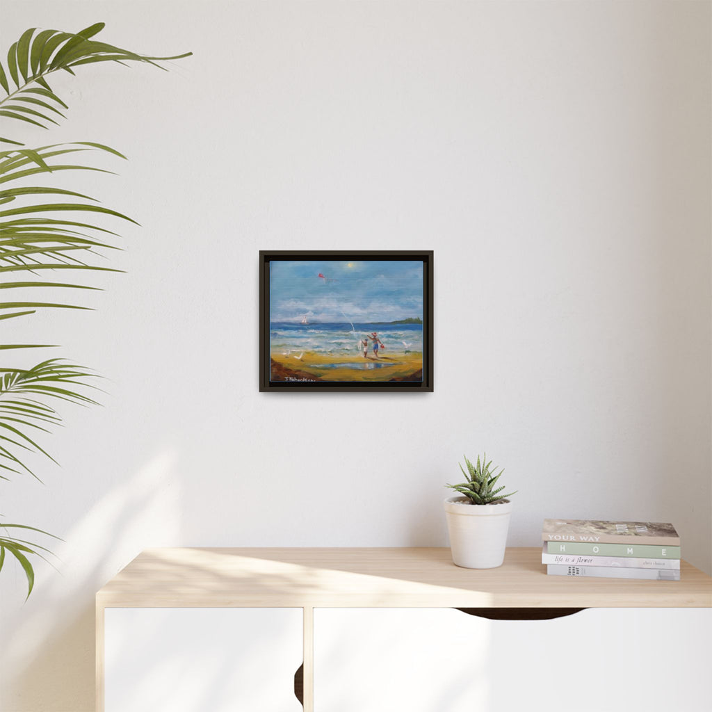 Kite on shore Framed Matte Canvas Wall Art