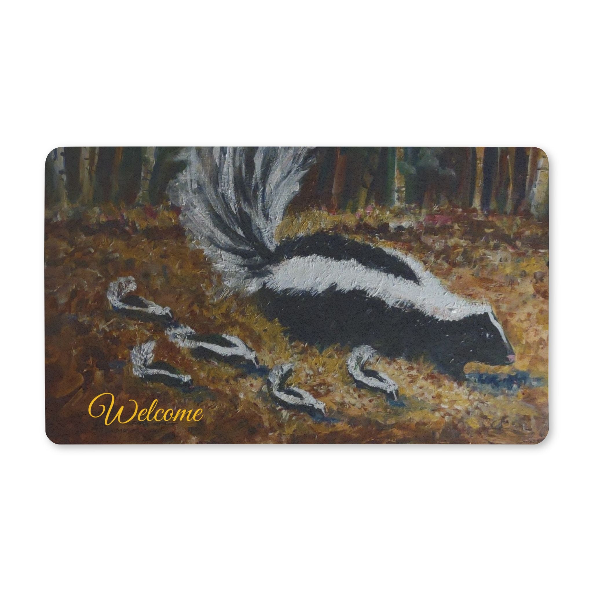 Skunk Family Polyester Doormat – Cute Woodland Animal Welcome Mat