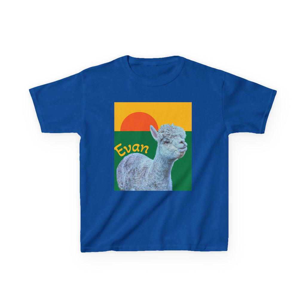 Cute Alpaca Sunset Kids T-Shirt | Retro Sunrise Graphic