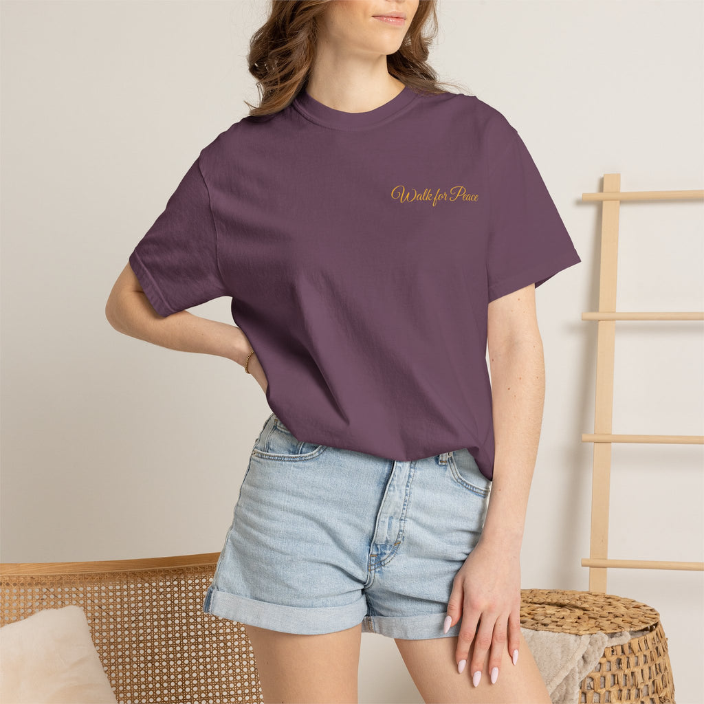 "Walk for Peace," Back design, Unisex Garment-Dyed T-shirt