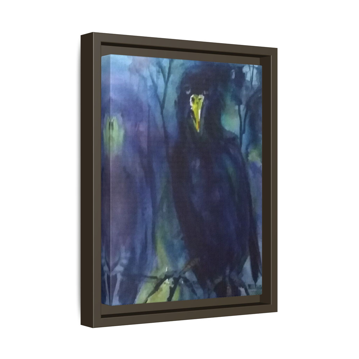 Framed Matte Canvas Print — Moody Black Raven Artwork