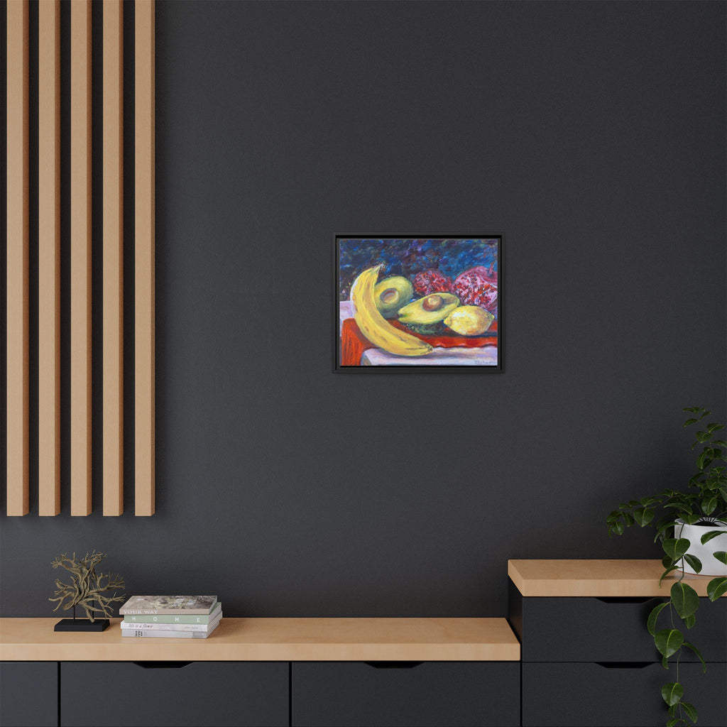 Framed Matte Canvas Still Life Print — Banana, Avocado & Lemon Artwork