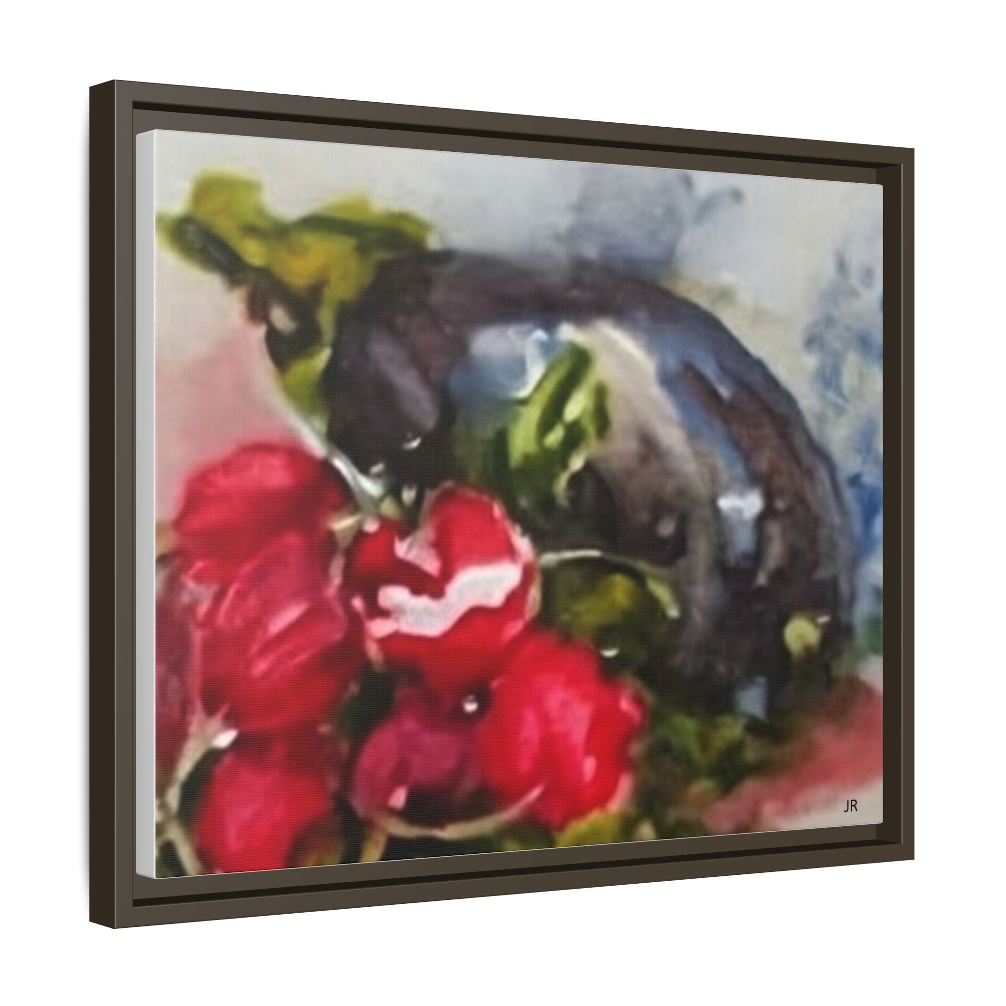 Ripe Eggplant and Red Radishes Canvas Framed Matte Canvas | Still Life Kitchen Wall Art