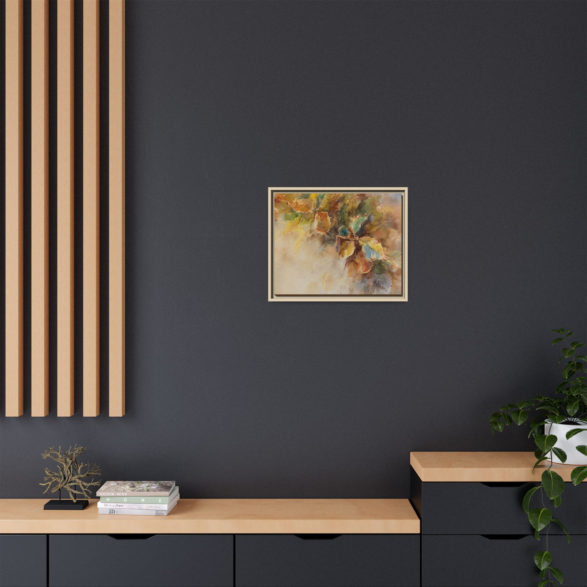 Framed  Autumn Leaves Matte Canvas Watercolor