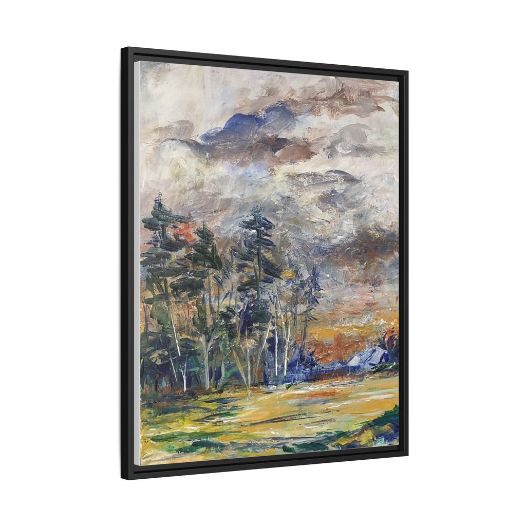 Framed Matte Canvas Landscape Print — Abstract Forest Meadow Wall Art