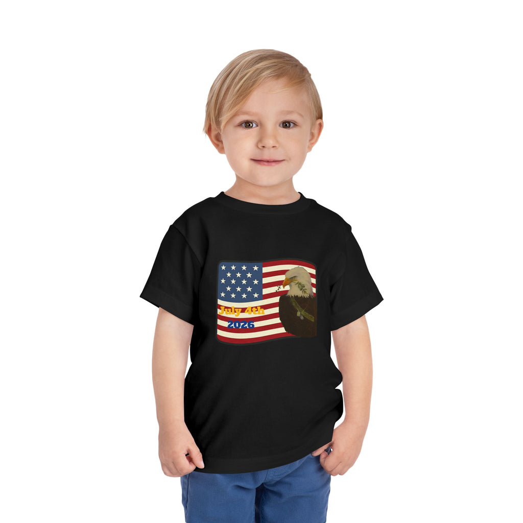 July 4th Toddler Tee —2T - 5T Patriotic Bald Eagle "USA 2026" Graphic