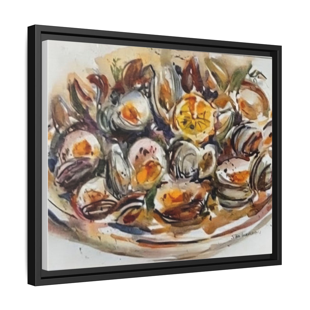 Clam Shell Watercolor Still Life Framed Canvas | Matte Multi-Color