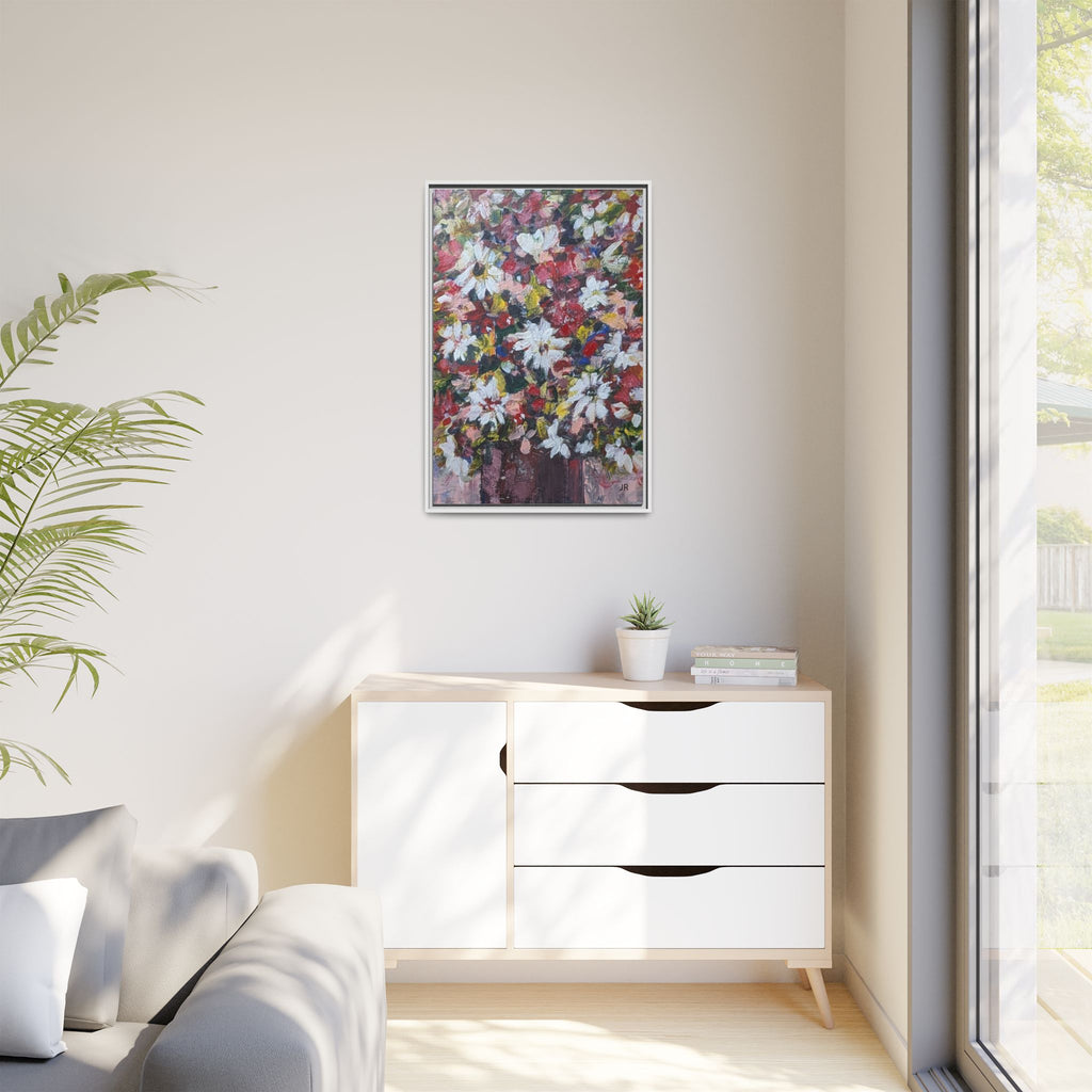 Daisies Floral Painting Matte Canvas Framed | Flower Art Wall Decor