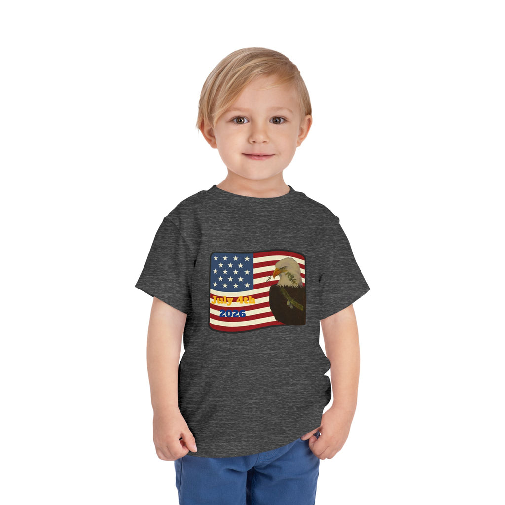 July 4th Toddler Tee —2T - 5T Patriotic Bald Eagle "USA 2026" Graphic