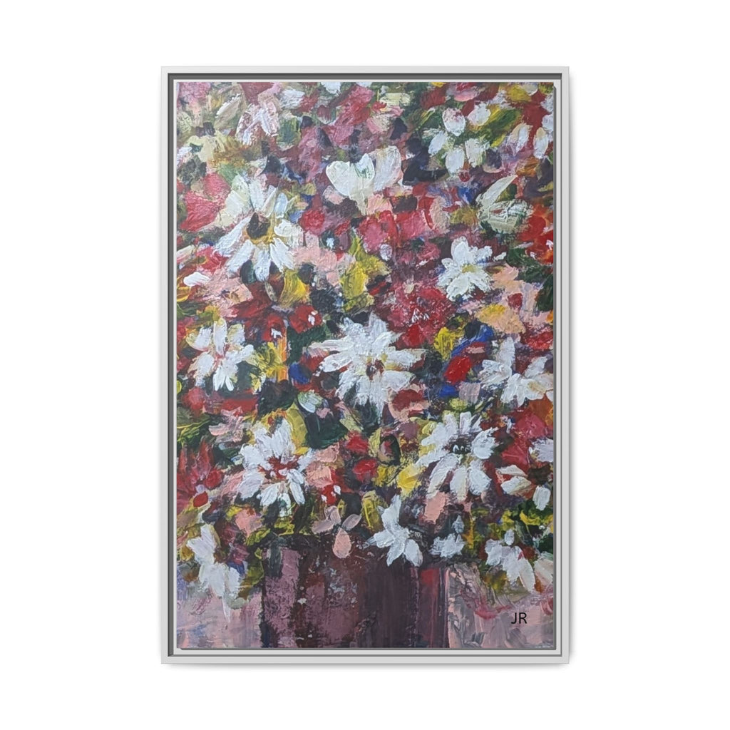 Daisies Floral Painting Matte Canvas Framed | Flower Art Wall Decor