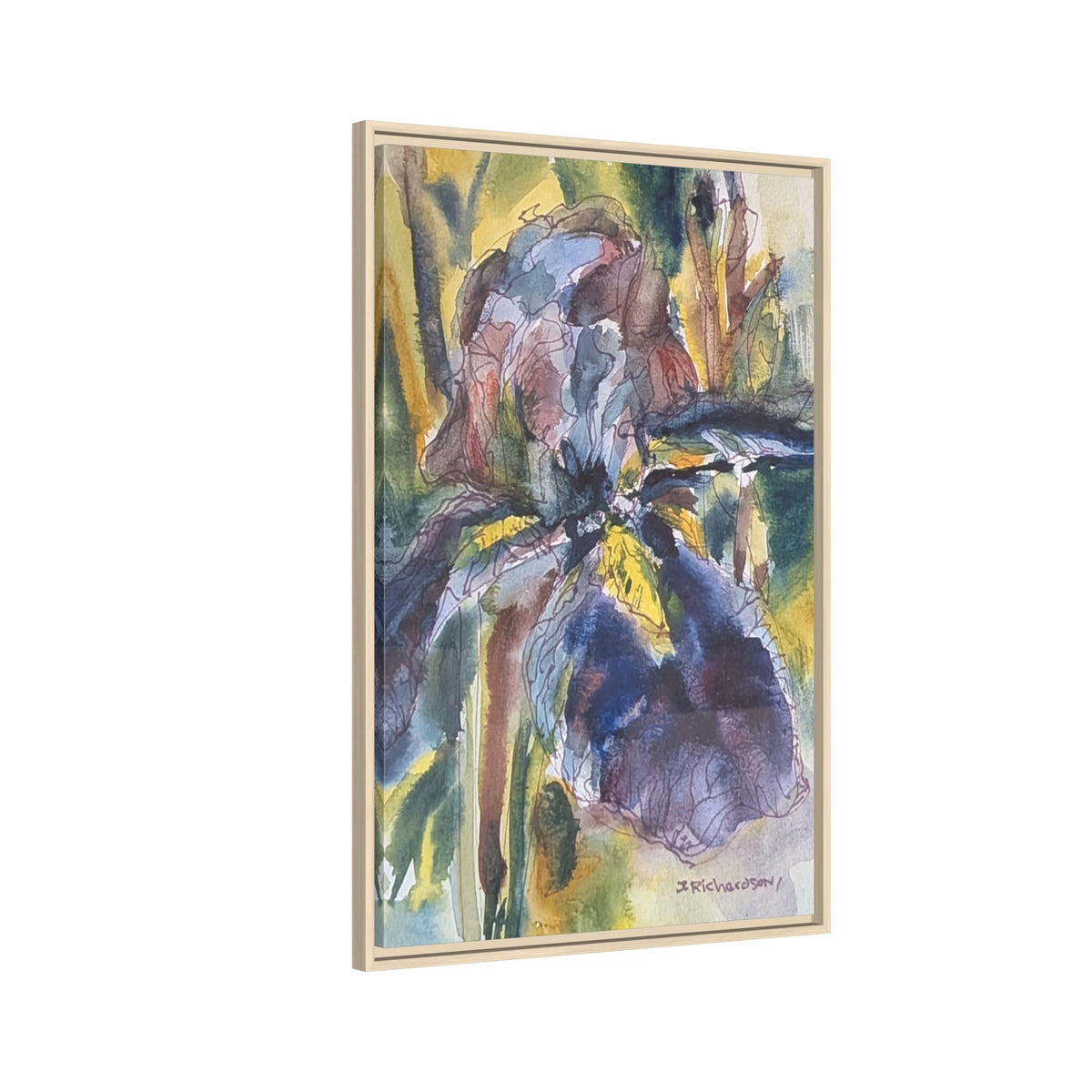 Framed Watercolor Iris Matte Canvas Wall Art