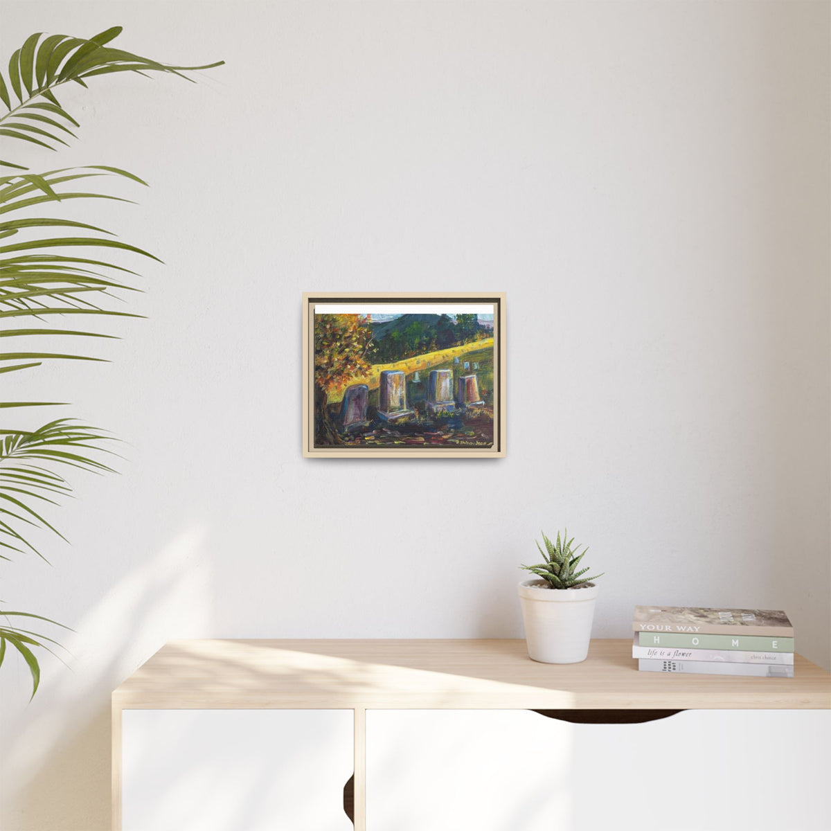 Framed Matte Canvas – Autumn Cemetery Landscape Art Print