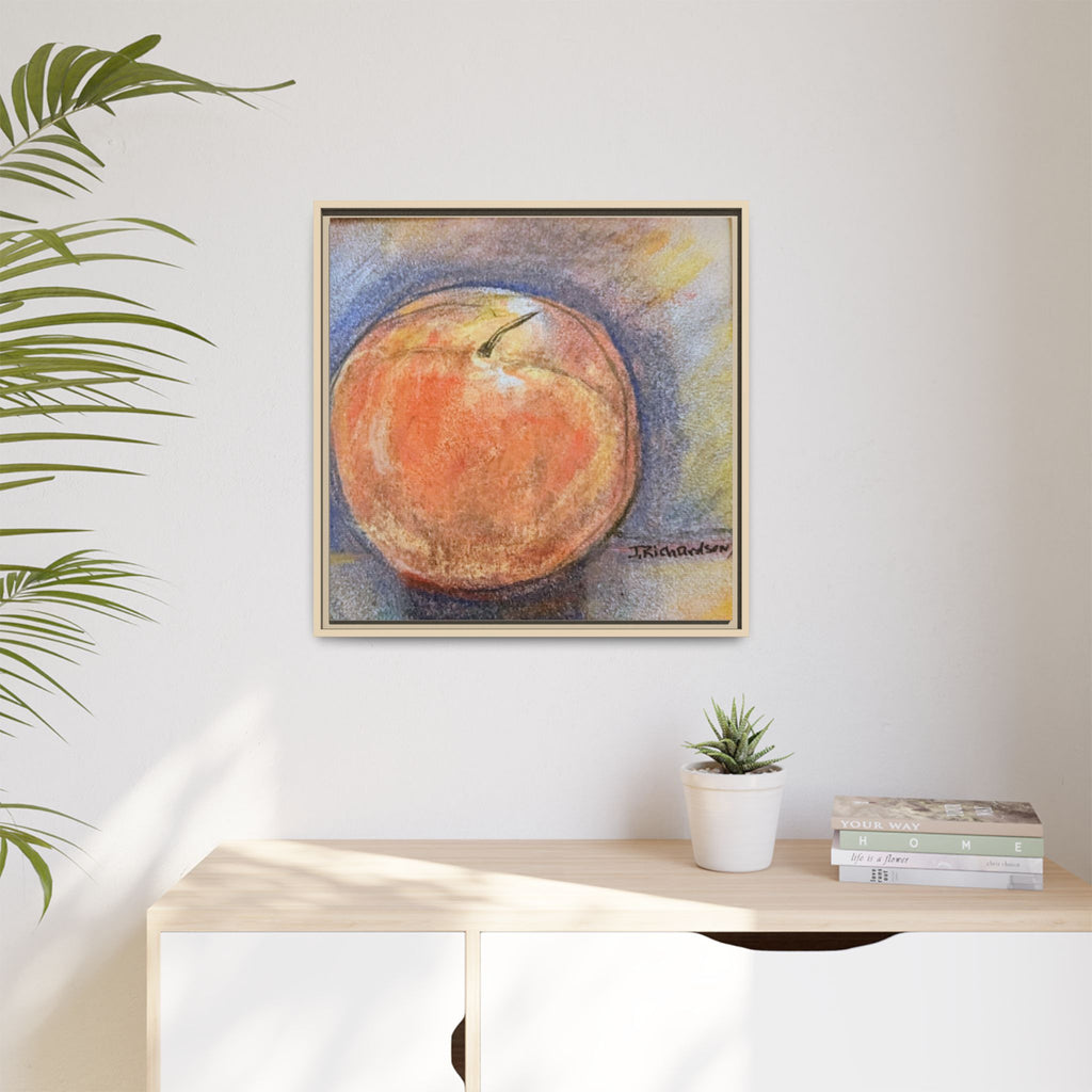 Peach Pastel Painting Framed Matte Canvas