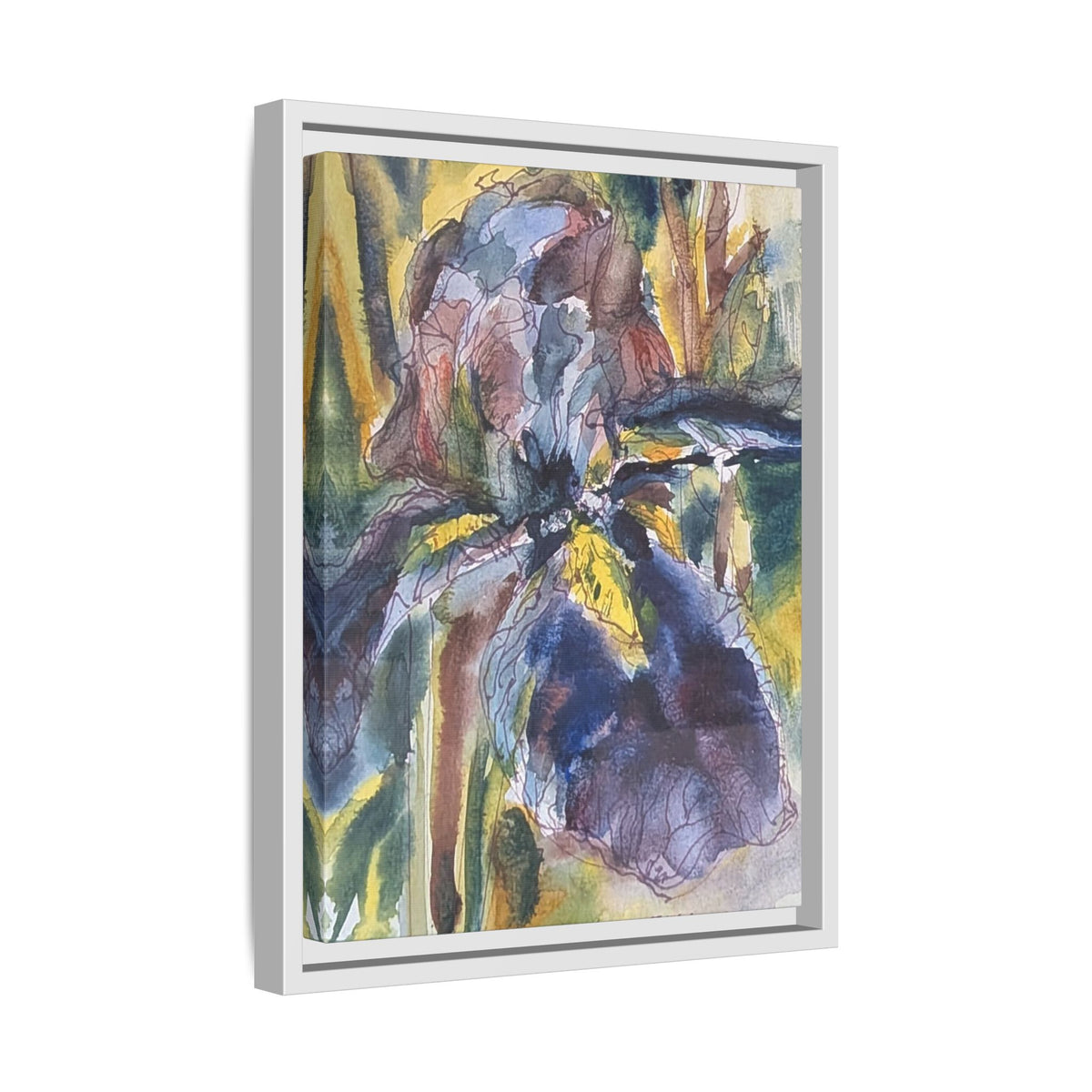 Framed Watercolor Iris Matte Canvas Wall Art
