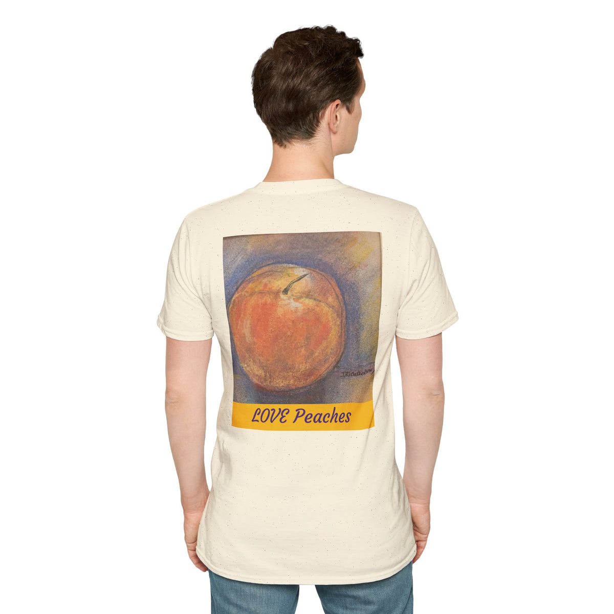Love Peaches Back Design T-Shirt | Small Front Logo, Minimal Script